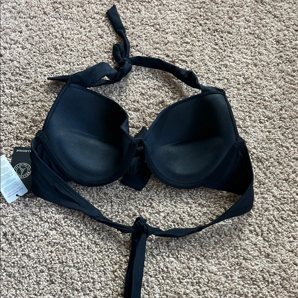 NWT RELLECIGA Black Bow Push Up Bikini Top Size M